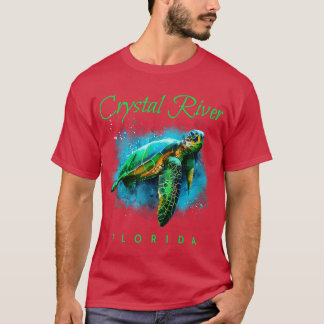 Crystal River Florida Waterverf Zee Turtle T-shirt