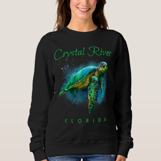 Crystal River Florida Waterverf Zee Turtle Trui (Voorkant)