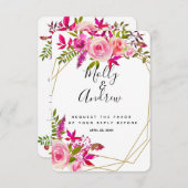 Crystal Roze Perzikrozen Trouw RSVP antwoordkaart (Voorkant / Achterkant)