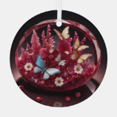 Crystal Ruby Flower Garden Butterflies Glas Ornament (Achterkant)