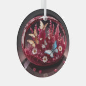 Crystal Ruby Flower Garden Butterflies Glas Ornament (Voorkant Rechts)