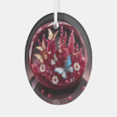 Crystal Ruby Flower Garden Butterflies Glas Ornament (Voorkant links)