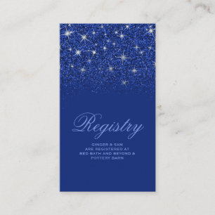 Crystal Sapphire Glitter Wedding Registry Kaart
