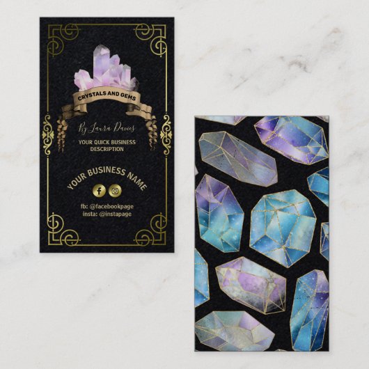 Crystal Shop Black en Gold Visitekaartje (Voorkant / Achterkant)