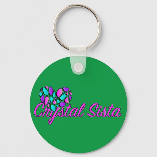 Crystal Sista Round Sleutelhanger green (Voorkant)