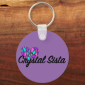 Crystal Sista Round Sleutelhanger (zwart) (Voorkant)