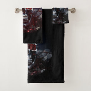 Crystal Skull met Ruby Red Eyes Badhanddoek Set Bad Handdoek