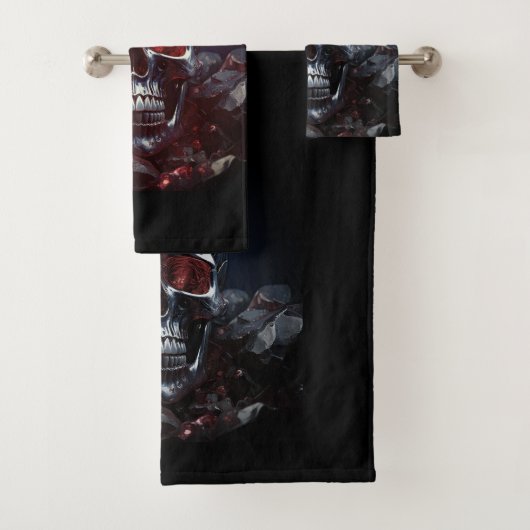 Crystal Skull met Ruby Red Eyes Badhanddoek Set Bad Handdoek (Insitu)