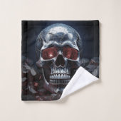 Crystal Skull met Ruby Red Eyes Badhanddoek Set Bad Handdoek (Wasdoekje)