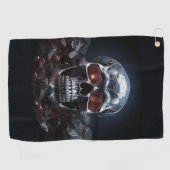 Crystal Skull met Ruby Red Eyes Golf Handdoek (Horizontaal)