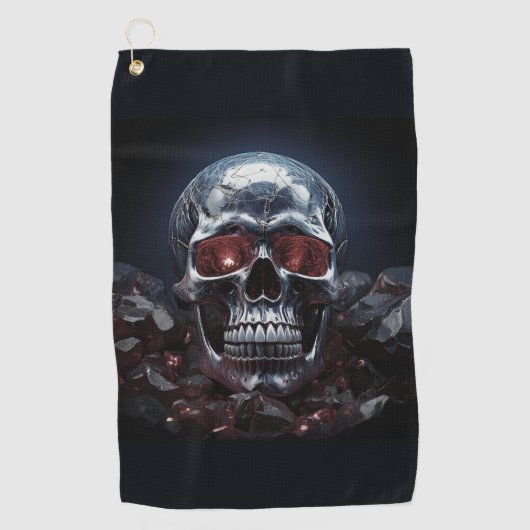 Crystal Skull met Ruby Red Eyes Golf Handdoek (Voorkant)