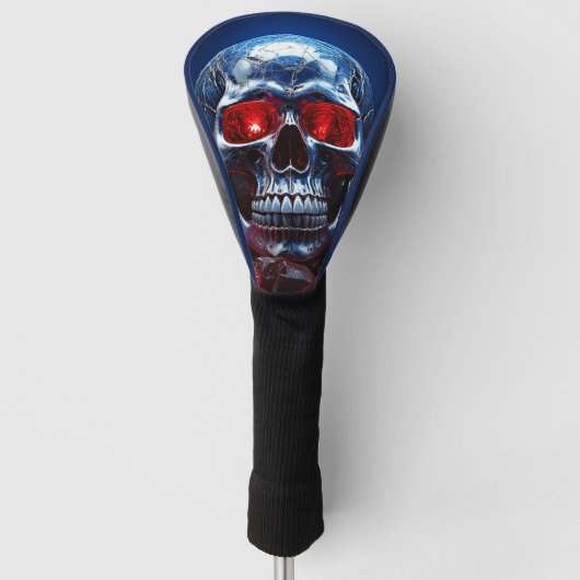 Crystal Skull met Ruby Red Eyes Golf Head Hoesje Golfheadcover (Voorkant)