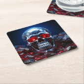 Crystal Skull met Ruby Red Eyes Papier Onderzetter (Schuin)