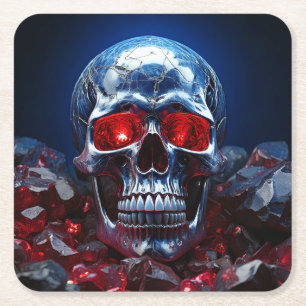 Crystal Skull met Ruby Red Eyes Papier Onderzetter