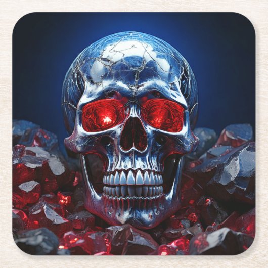 Crystal Skull met Ruby Red Eyes Papier Onderzetter (Voorkant)