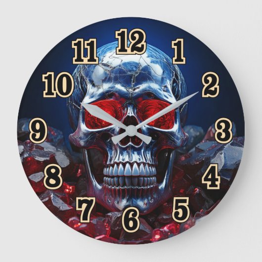Crystal Skull met Ruby Red EyesClock Grote Klok (Voorkant)