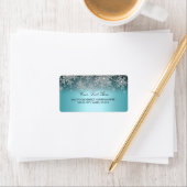 Crystal Sneeuwvlok Blauw Winter Adres Label (Insitu)