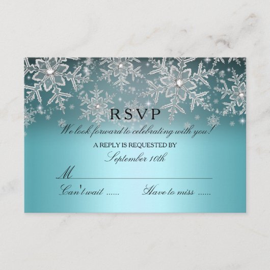 Crystal Sneeuwvlok Blauw Winter RSVP (Voorkant)