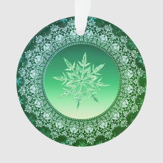 Crystal Sneeuwvlok Smaragd Groene Kerstmis Ornament (voorkant)