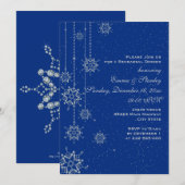 Crystal sneeuwvlokken blauw bruiloft repetitie din kaart (Voorkant / Achterkant)