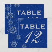 Crystal sneeuwvlokken blauw trouwtafel nummer briefkaart (Voorkant / Achterkant)