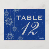 Crystal sneeuwvlokken blauw trouwtafel nummer briefkaart (Achterkant)