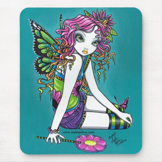 Crystal Snoep Rainbow Butterfly Fairy Mousepad Muismat (Voorkant)