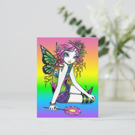 "Crystal" Snoep Rainbow Fairy Briefkaart (Staand voorkant)