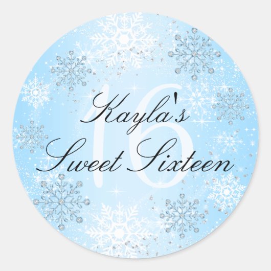 Crystal Snow Winter Wonderland Sweet 16 Sticker (Voorkant)