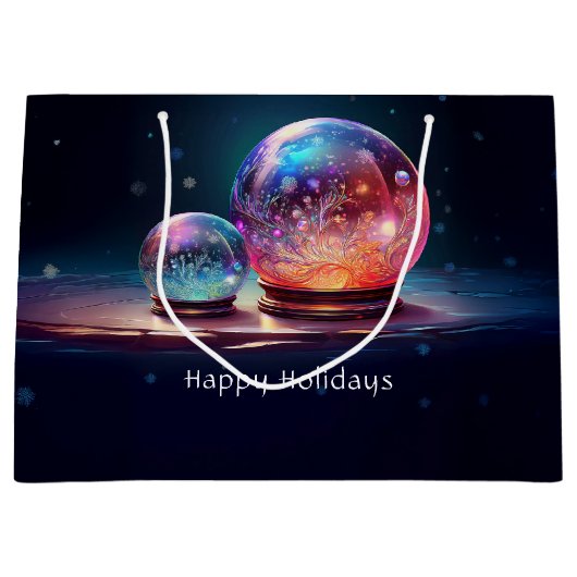 Crystal Snowballs Christmas Holiday Gift Bag Groot Cadeauzakje (Voorkant)
