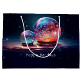 Crystal Snowballs Christmas Holiday Gift Bag Groot Cadeauzakje (Achterkant)
