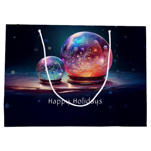 Crystal Snowballs Christmas Holiday Gift Bag Groot Cadeauzakje (Achterkant)