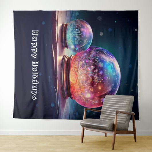 Crystal Snowballs Holiday Backdrop Wandkleed (In Situ (horizontaal))