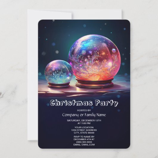 Crystal Snowballs Holiday Party Invitation Kaart (Voorkant)