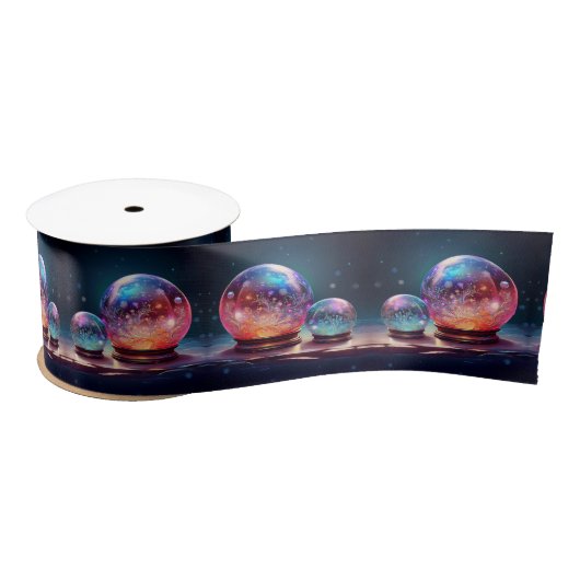Crystal Snowballs Holiday Satin Ribbon Satijnen Lint (Spoel)
