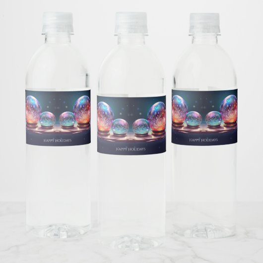 Crystal Snowballs Holiday Water Bottle Label Waterfles Etiket (Flessen)