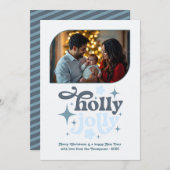 Crystal Snowfall Modern Blue Christmas Photo Feestdagenkaart (Voorkant / Achterkant)