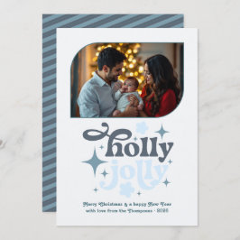 Crystal Snowfall Modern Blue Christmas Photo Feestdagenkaart