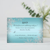 Crystal Snowflake Blue Christmas Party RSVP (Staand voorkant)