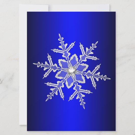 Crystal Snowflake Blue-kerstfeest uitgenodigd Kaart (Achterkant)