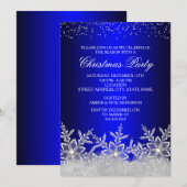 Crystal Snowflake Blue-kerstfeest uitgenodigd Kaart (Voorkant / Achterkant)
