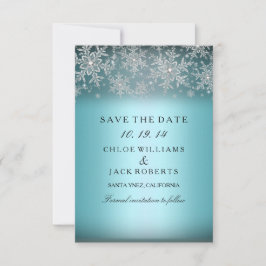 Crystal Snowflake Blue Winter behalve datum Save The Date