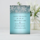 Crystal Snowflake Blue Winter behalve datum Save The Date (Staand voorkant)