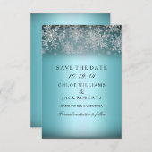 Crystal Snowflake Blue Winter behalve datum Save The Date (Voorkant / Achterkant)
