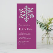 Crystal Snowflake Holiday Invitation (magenta) Kaart (Staand voorkant)
