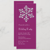 Crystal Snowflake Holiday Invitation (magenta) Kaart (Voorkant / Achterkant)