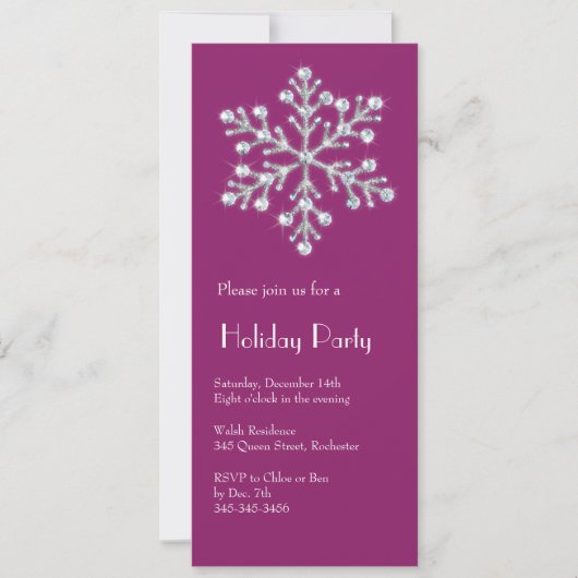Crystal Snowflake Holiday Invitation (magenta) Kaart (Voorkant)