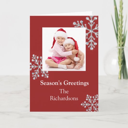 Crystal Snowflake Holiday Kaart (rood) (Voorkant)