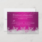 Crystal Snowflake Hot Pink Christmas Party RSVP (Voorkant)