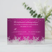 Crystal Snowflake Hot Pink Christmas Party RSVP (Staand voorkant)